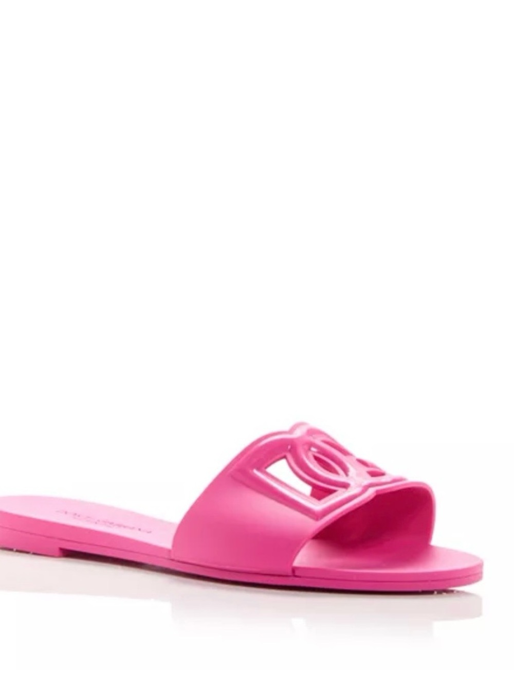 Dolce & Gabbana Vibrant Pink Logo Cutout Slide Sandals